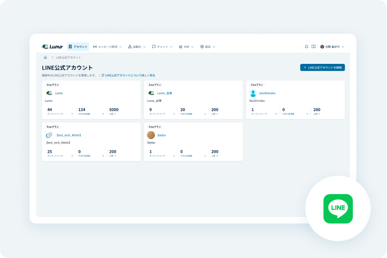 複数のLINE公式アカウントの接続